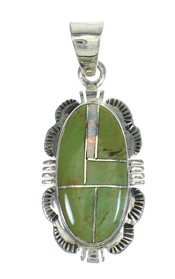 Turquoise And Opal Inlay Sterling Silver Pendant Jewelry VX65541